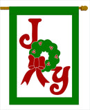 Joy Christmas Wreath Banner Flag 28 x 40 inch Christmas - Flagladyusa