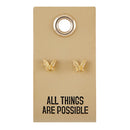 Leather Tag Earrings - Butterfly - Flagladyusa