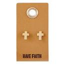 Leather Tag Earrings - Cross - Flagladyusa