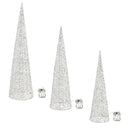 LED Christmas Tree Decor Silver Set of 3 - Flagladyusa