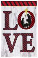 LOVE Nativity Burlap Flag - Flagladyusa