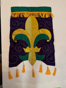 Mardi Gras Fleur De Lis Garden Flag fringe - Flagladyusa