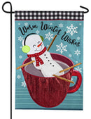 Marshmallow Snowman Linen Garden Flag - Flagladyusa