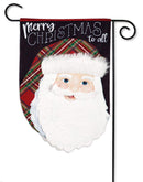 Merry Christmas Plaid Santa Linen Flag - Flagladyusa