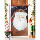 Merry Christmas Plaid Santa Linen Flag - Flagladyusa