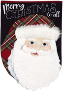 Merry Christmas Plaid Santa Linen Flag - Flagladyusa