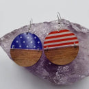 Mixed Acrylic Wood Patriotic Earrings - Flagladyusa
