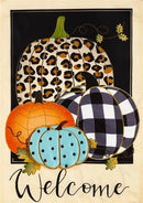 Mixed Print Pumpkin Linen Banner - Flagladyusa