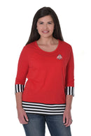 Ohio State Buckeyes Striped Colorblock Top - Flagladyusa