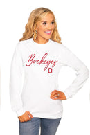 OHIO STATE BUCKEYES "WIN THE DAY" LUXE BOYFRIEND CREW TEE - Flagladyusa