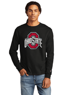 Ohio State Distressed Logo Black Long Sleeve T - Shirt - Flagladyusa