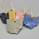 Ohio State Shaped Handmade Stoneware Ceramic Ornaments - Asst. Colors - Flagladyusa