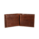 Ohio State University, Embossed 100% Genuine Tumbled Leather Passcase Bi - Fold Wallet, Brown - Flagladyusa