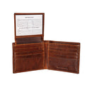 Ohio State University, Embossed 100% Genuine Tumbled Leather Passcase Bi - Fold Wallet, Brown - Flagladyusa