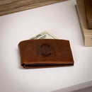 Ohio State University, Embossed 100% Genuine Tumbled Leather Passcase Bi - Fold Wallet, Brown - Flagladyusa