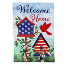 Patriotic Bird House Welcome Linen Garden Flag - Flagladyusa
