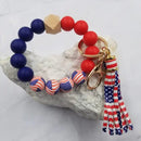 Patriotic Silicone Beaded Bangle Keychain - Flagladyusa