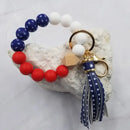 Patriotic Silicone Beaded Bangle Keychain - Flagladyusa