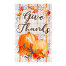 Plaid Pumpkin Greetings Garden Linen Flag - Flagladyusa