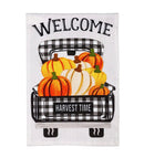 Pumpkin Plaid Truck Burlap Banner - Flagladyusa