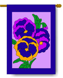 Purple Pansy Banner Flag 28 x 40 inch Flowers, Spring, Summer - Flagladyusa