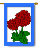 Red Geraniums Banner Flag 28 x 40 inch Flowers, Spring, Summer - Flagladyusa