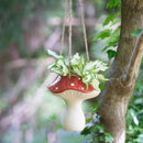 Red Mushroom Ceramic Hanging Planter - Flagladyusa