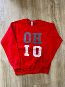 Red Ohio State Buckeyes OH - IO Crewneck Sweatshirt - Flagladyusa