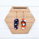 Stars & Stripes Flip Flop Wooden Dangle Earrings - Flagladyusa