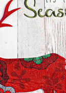 Tis the Season Reindeer Linen Garden Flag - Flagladyusa