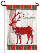 Tis the Season Reindeer Linen Garden Flag - Flagladyusa