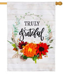 Truly Grateful Linen Banner - Flagladyusa