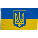 Ukraine Flag with Trident Coat of Arms - Flagladyusa