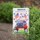 Vintage Patriotic Wagon Garden Flag - Flagladyusa