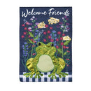 Whimsical Frog Garden Applique Flag - Flagladyusa