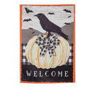 White Pumpkin with Black Crow Garden Suede Flag - Flagladyusa