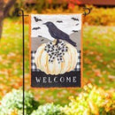White Pumpkin with Black Crow Garden Suede Flag - Flagladyusa