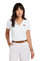 Women's USA Flag Mesh Pique Performance Polo - Flagladyusa