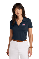 Women's USA Flag Mesh Pique Performance Polo - Flagladyusa