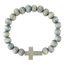 Wood Bead Bracelet - Blue, Natural, Dark Brown - Flagladyusa