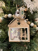 Wooden Deer Scenery Ornament 4" - Flagladyusa