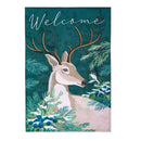 Woodland Deer Welcome Applique Flag - Flagladyusa