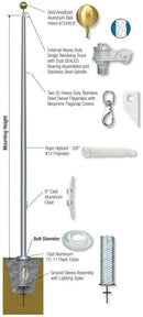Xtreme Series External Single Revolving Flagpoles - Flagladyusa