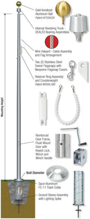 Independence Internal Halyard Commercial Flagpole - Flagladyusa